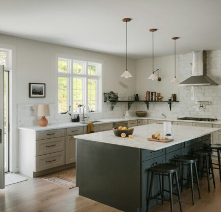 Modern kitchen with island and stainless steel appliances